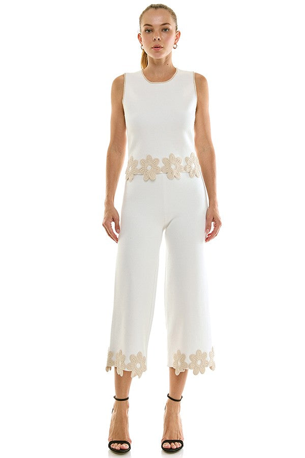 Floral Trim Knit Set