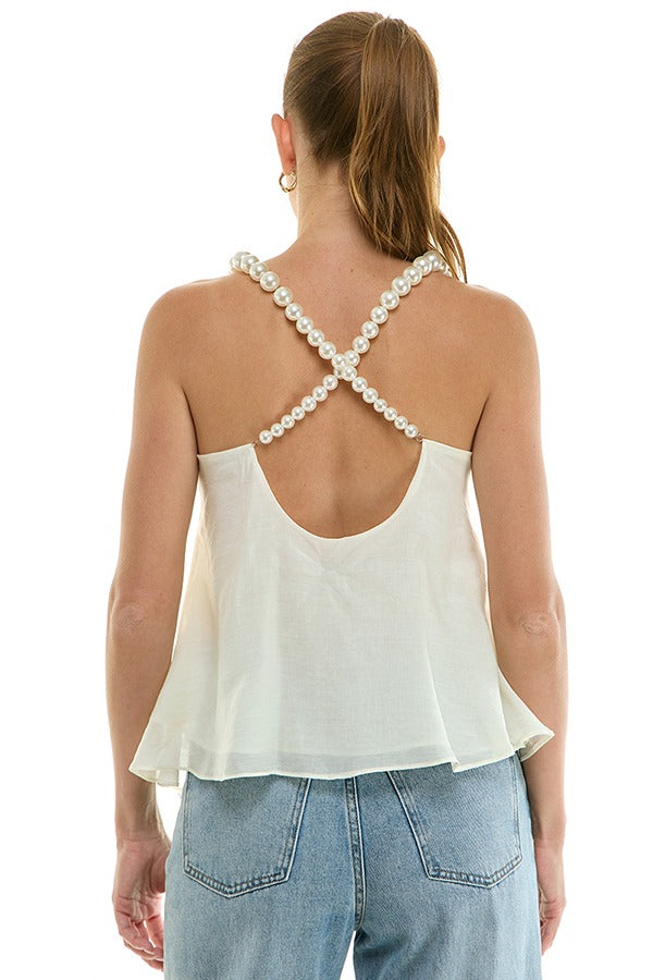 Pearl Strap Flowy Cami Top