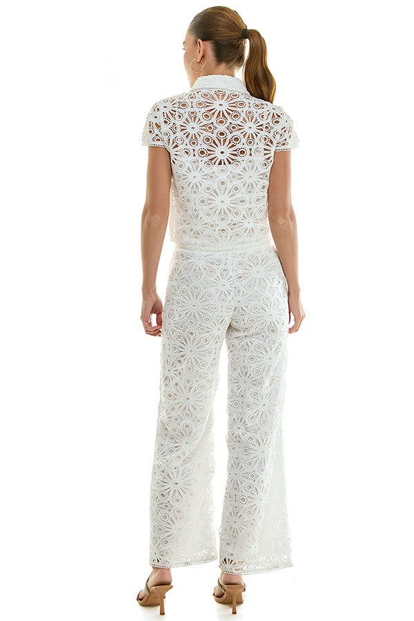 Crochet Lace Shirt & Pants Set