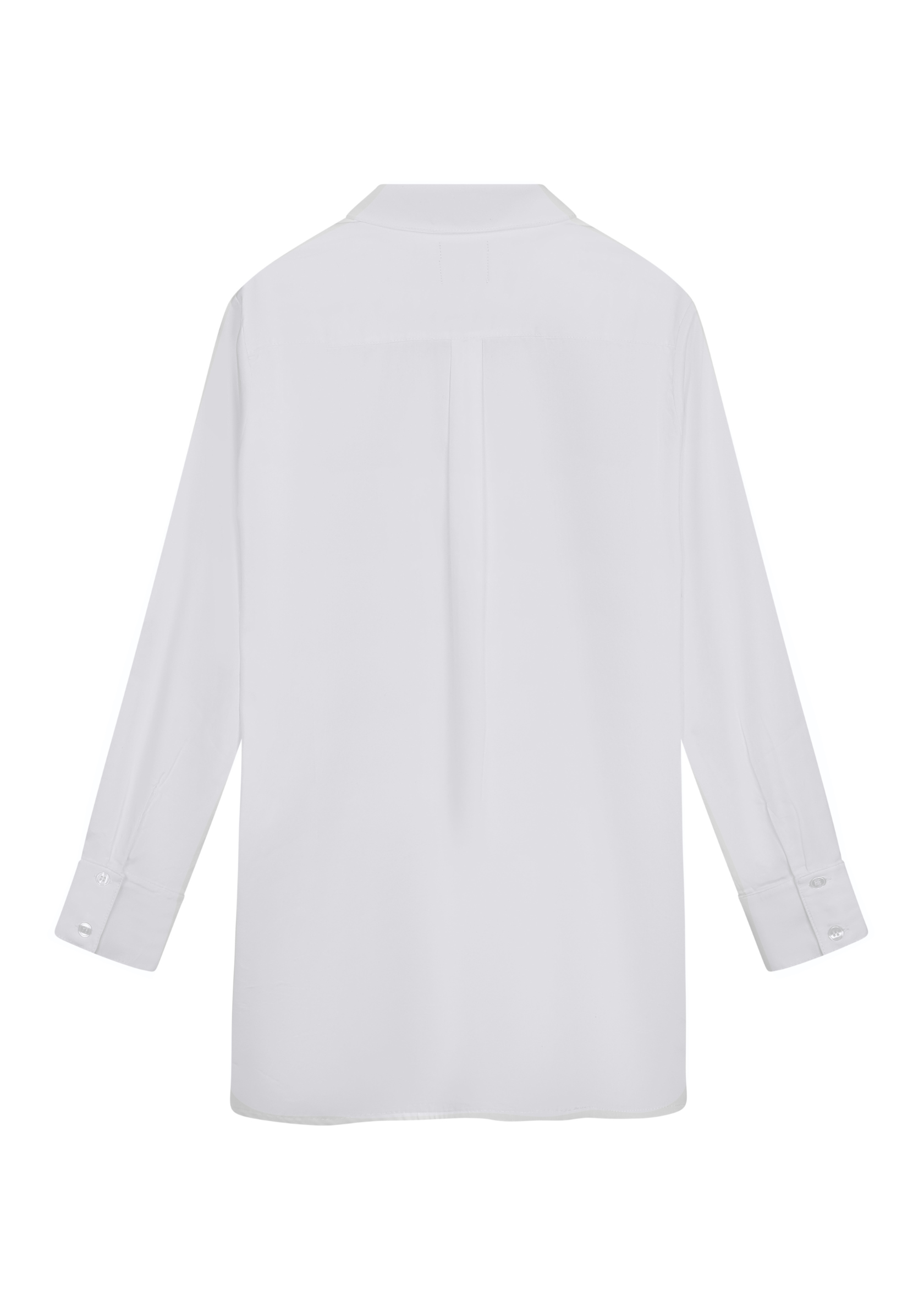 ZDENKA SATIN BUTTON-UP SHIRT - WHITE/CAMEL