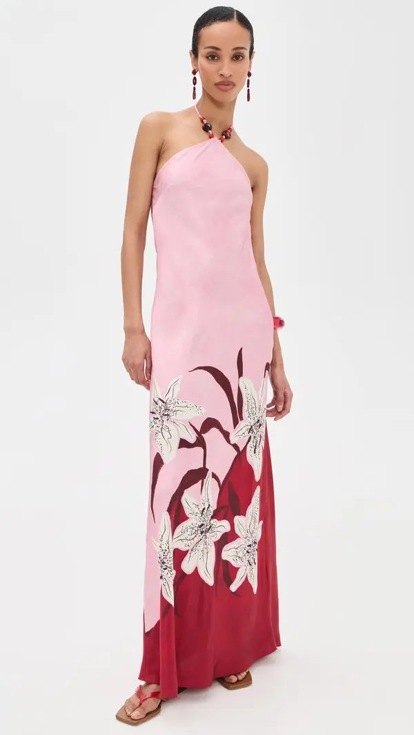 ROAME Tallulah Satin Halter Dress