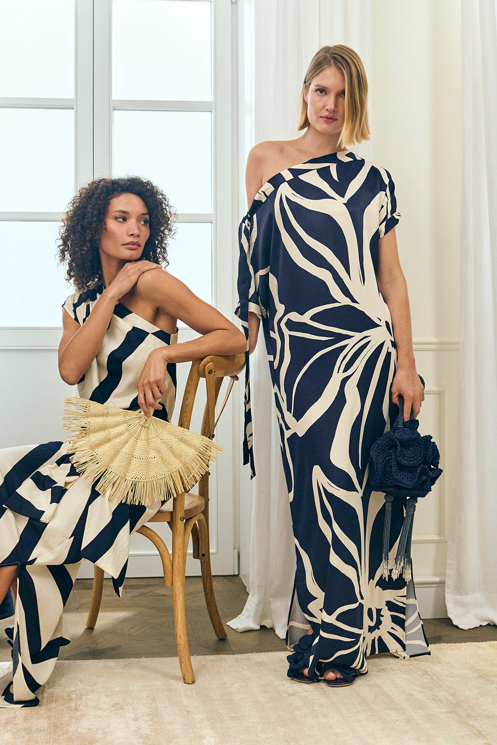Siena Azul Dress Ivory Navy Blue