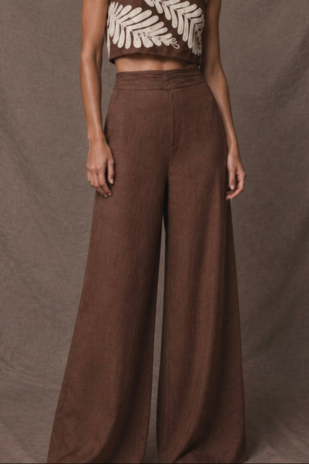 Burgos Embroidered Pants Brown
