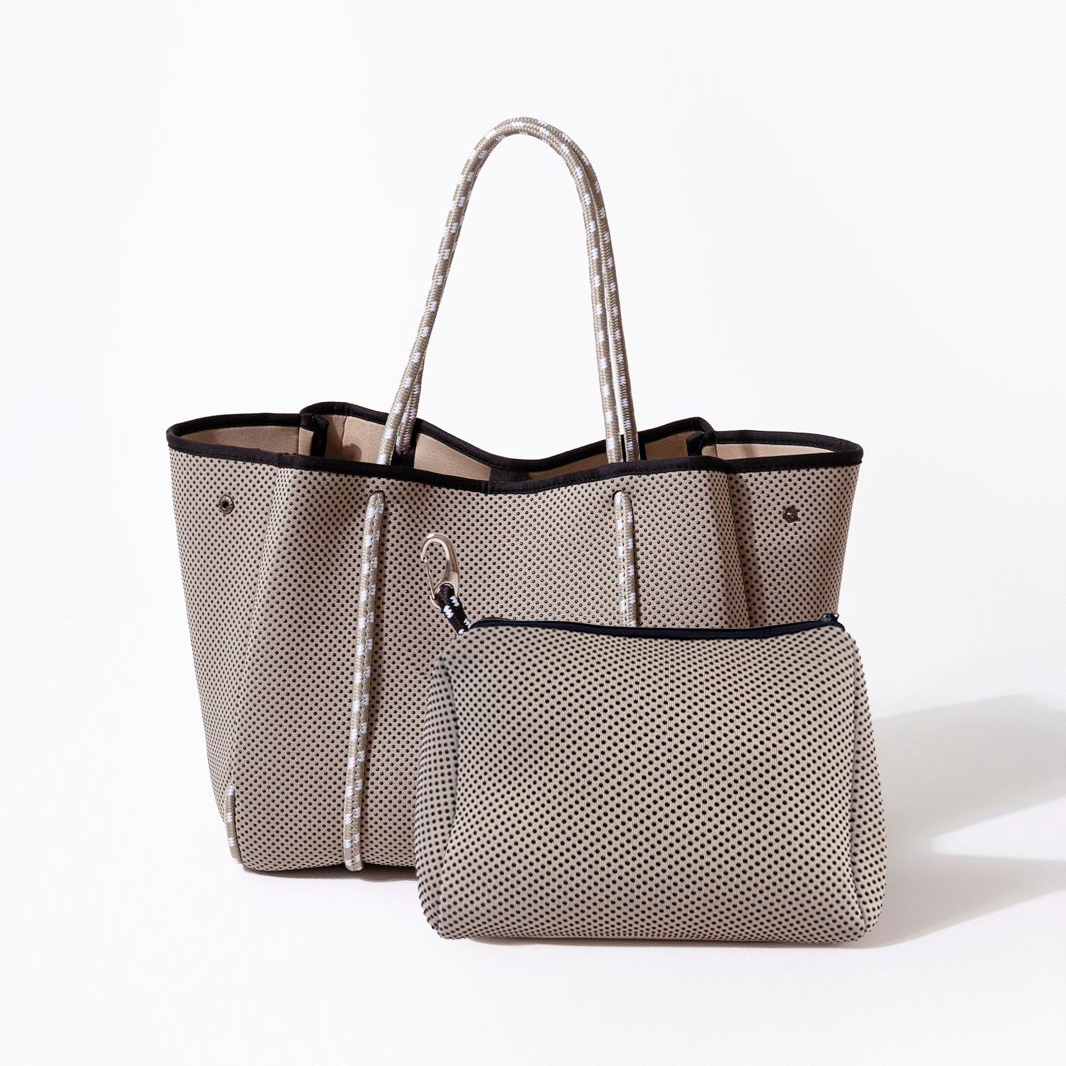 TAUPE DOTTED BASIC SET - EVERYDAY TOTE AND POUCH