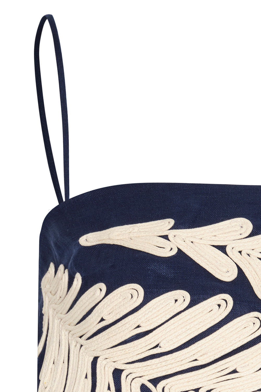 Notre Dame Embroidered Crop Top Navy Blue