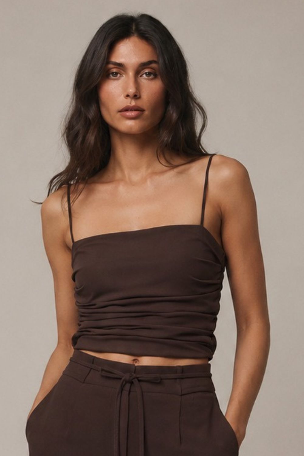 Pearl Crop Top Brown