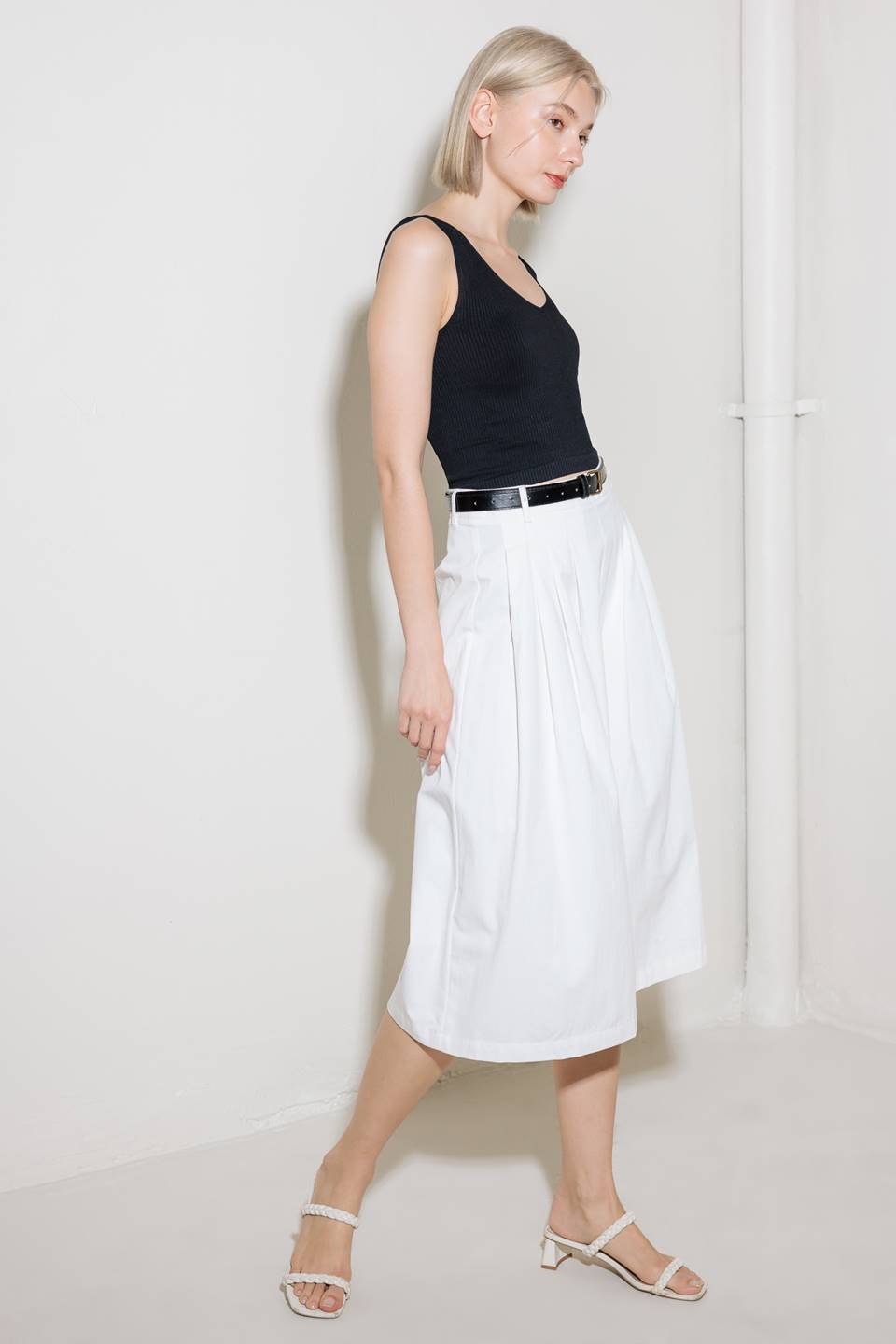 White Pleated Culottes