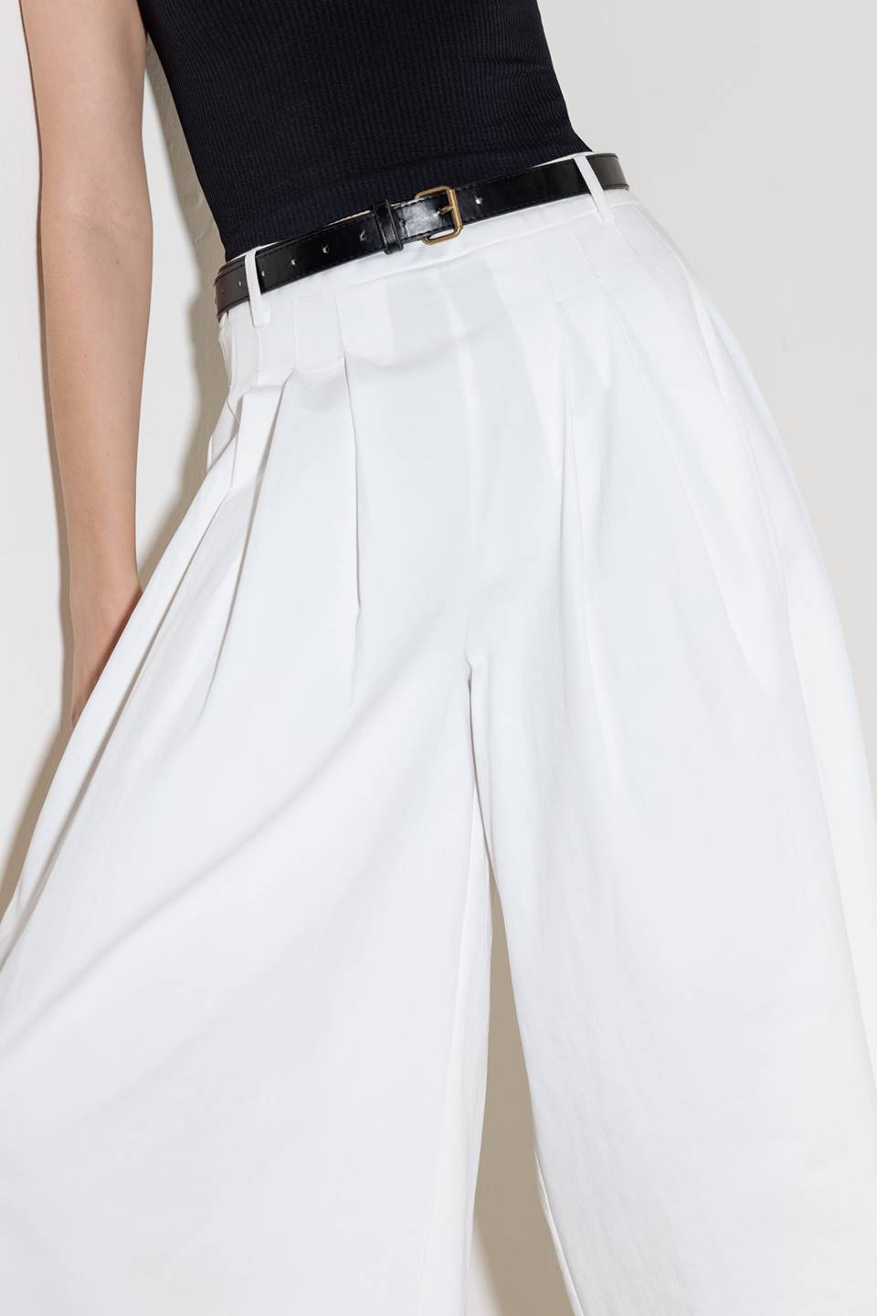 White Pleated Culottes