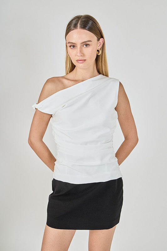 Draped One Shoulder Accent Top