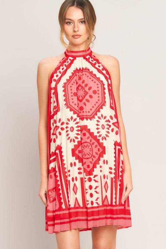 Printed Halter Mini Dress