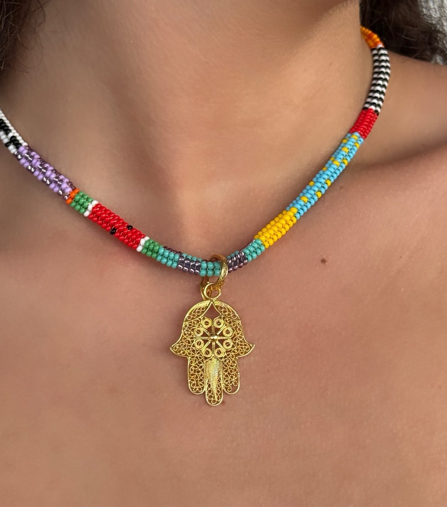 Hamsa in Bloom Pendant