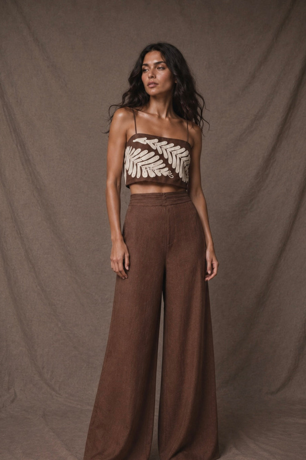 Burgos Embroidered Pants Brown