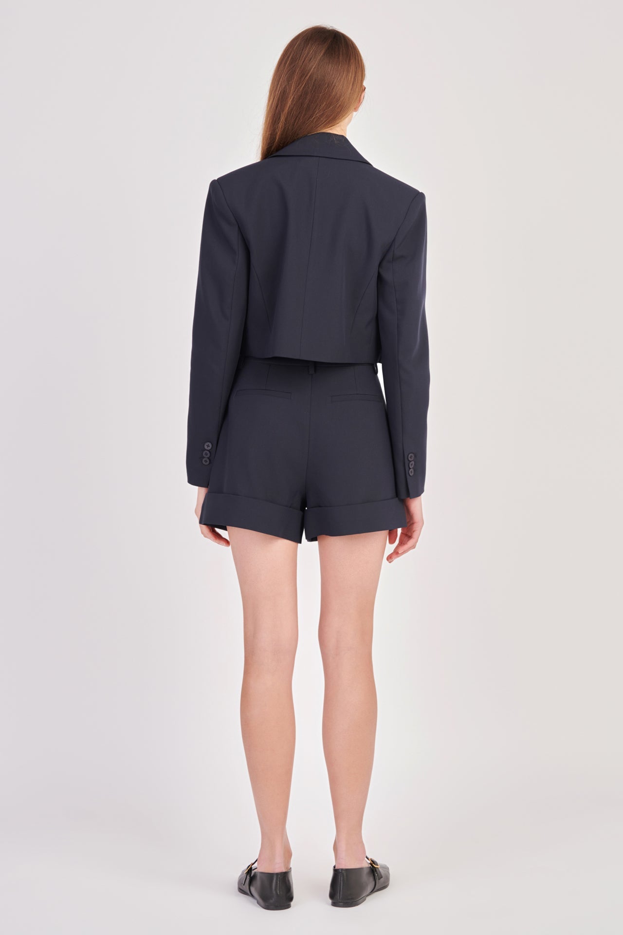 Double Breasted Button Blazer (Ivory, Navy)
