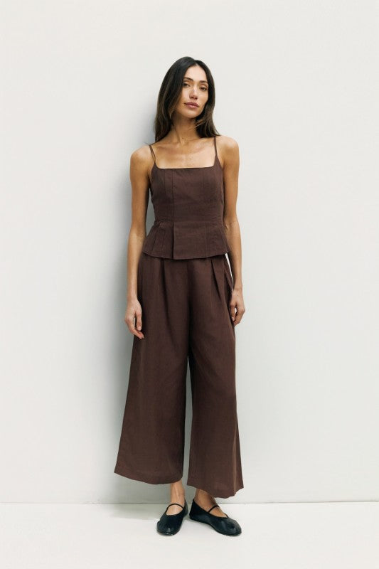 Jocelyn Linen Blend Wide-Leg Pants