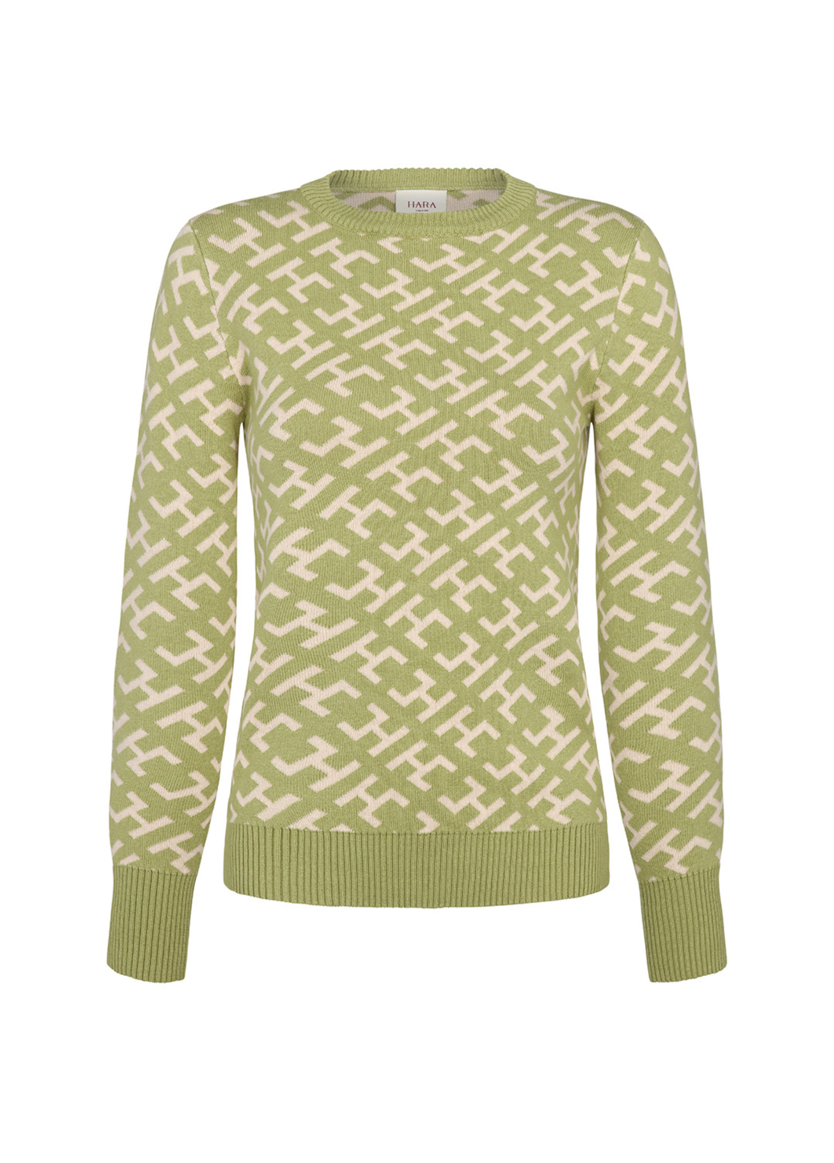 HC FULL MONOGRAM CREW NECK SWEATER - PISTACHIO