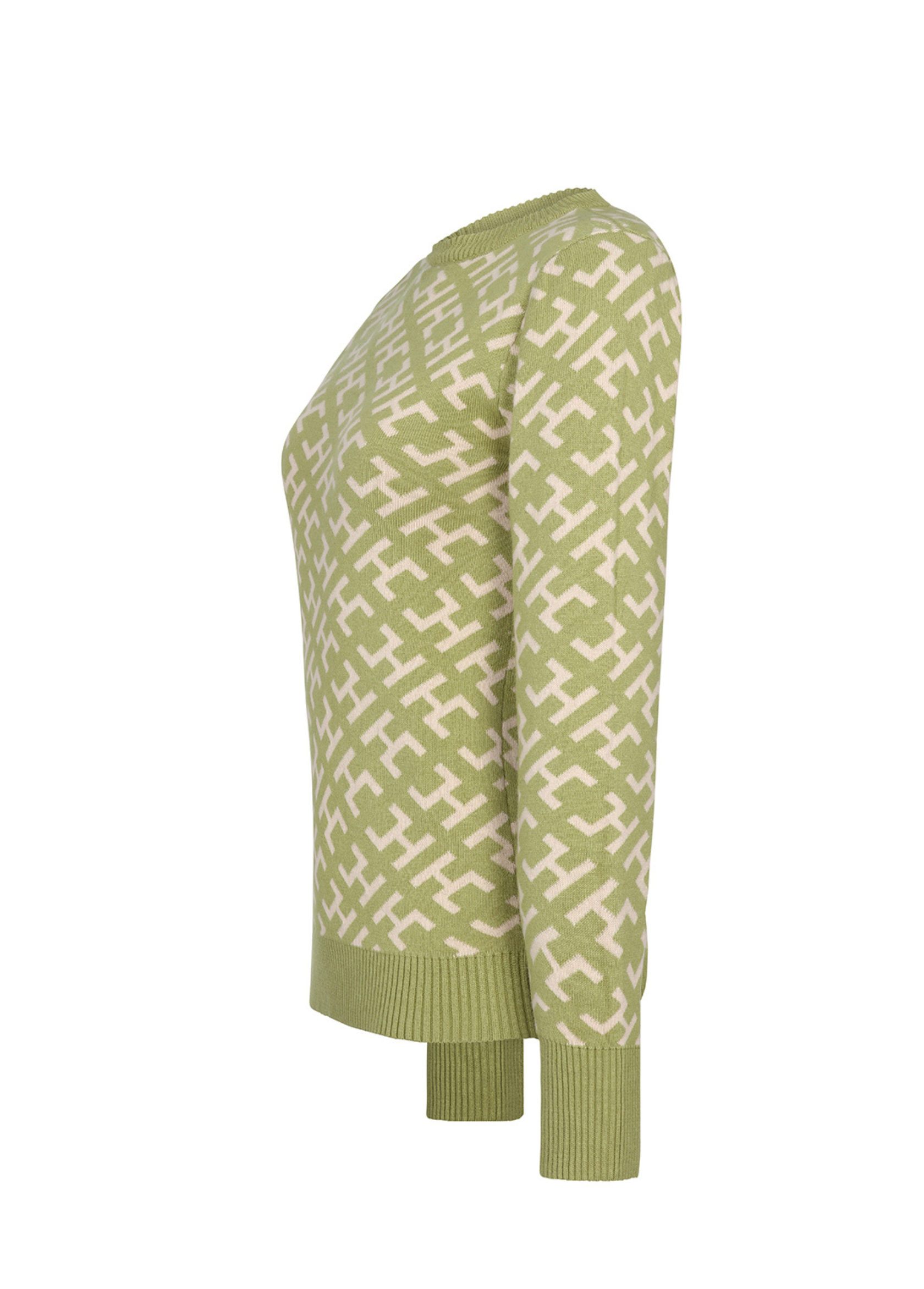 HC FULL MONOGRAM CREW NECK SWEATER - PISTACHIO