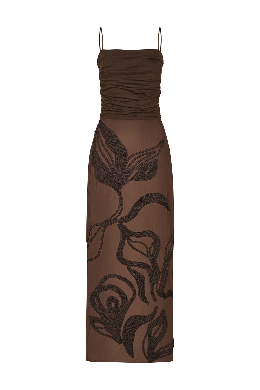 Cacao Embroidered Dress Brown