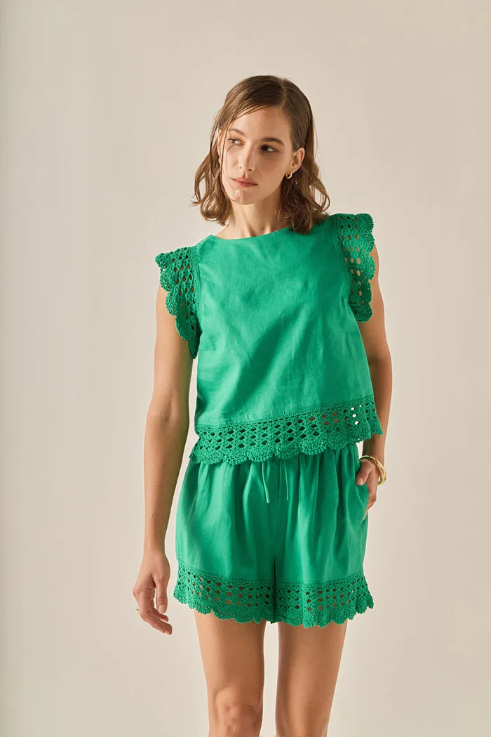 Embroidered Sleeveless Top