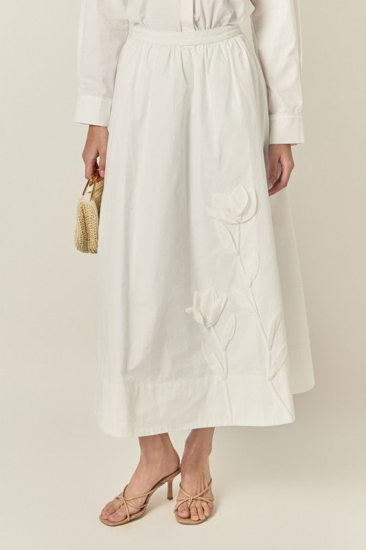 Appliqued Accent Midi Skirt