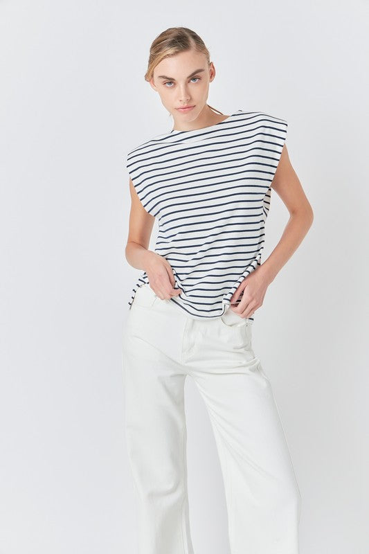 Striped Padded Sleeveless Top