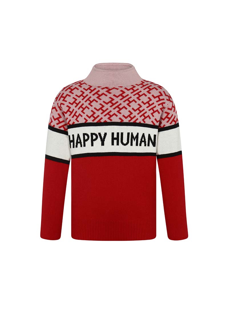 HAPPY HUMAN HC MONOGRAM KIDS SWEATER - RED