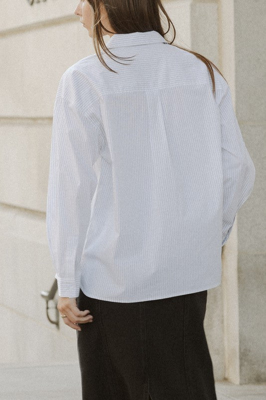 Oversized Pinstripe Button-Down Shirt