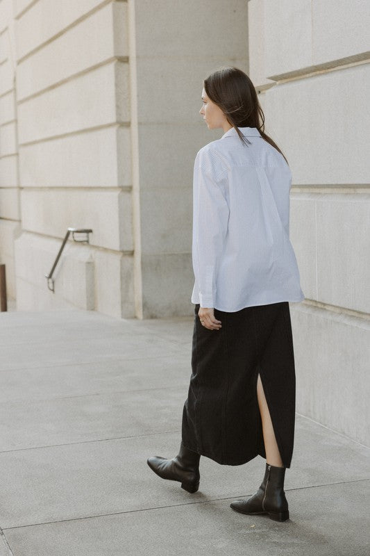 Oversized Pinstripe Button-Down Shirt