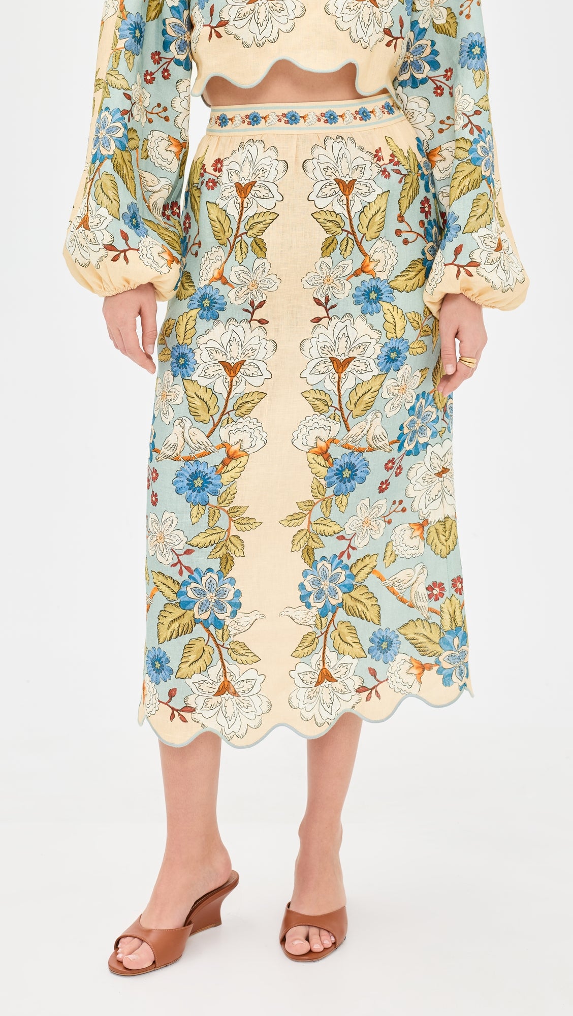 Farm Rio Garden Scarf Midi Skirt