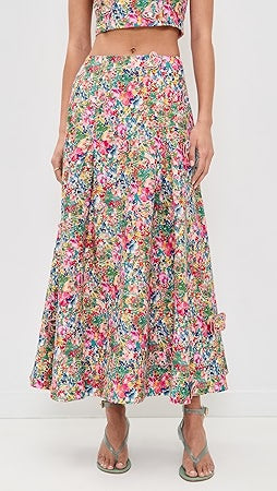FARM Rio Peasant Floral Butterfly Maxi Skirt