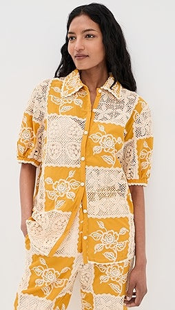 FARM Rio Lace Short Sleeve Shirt