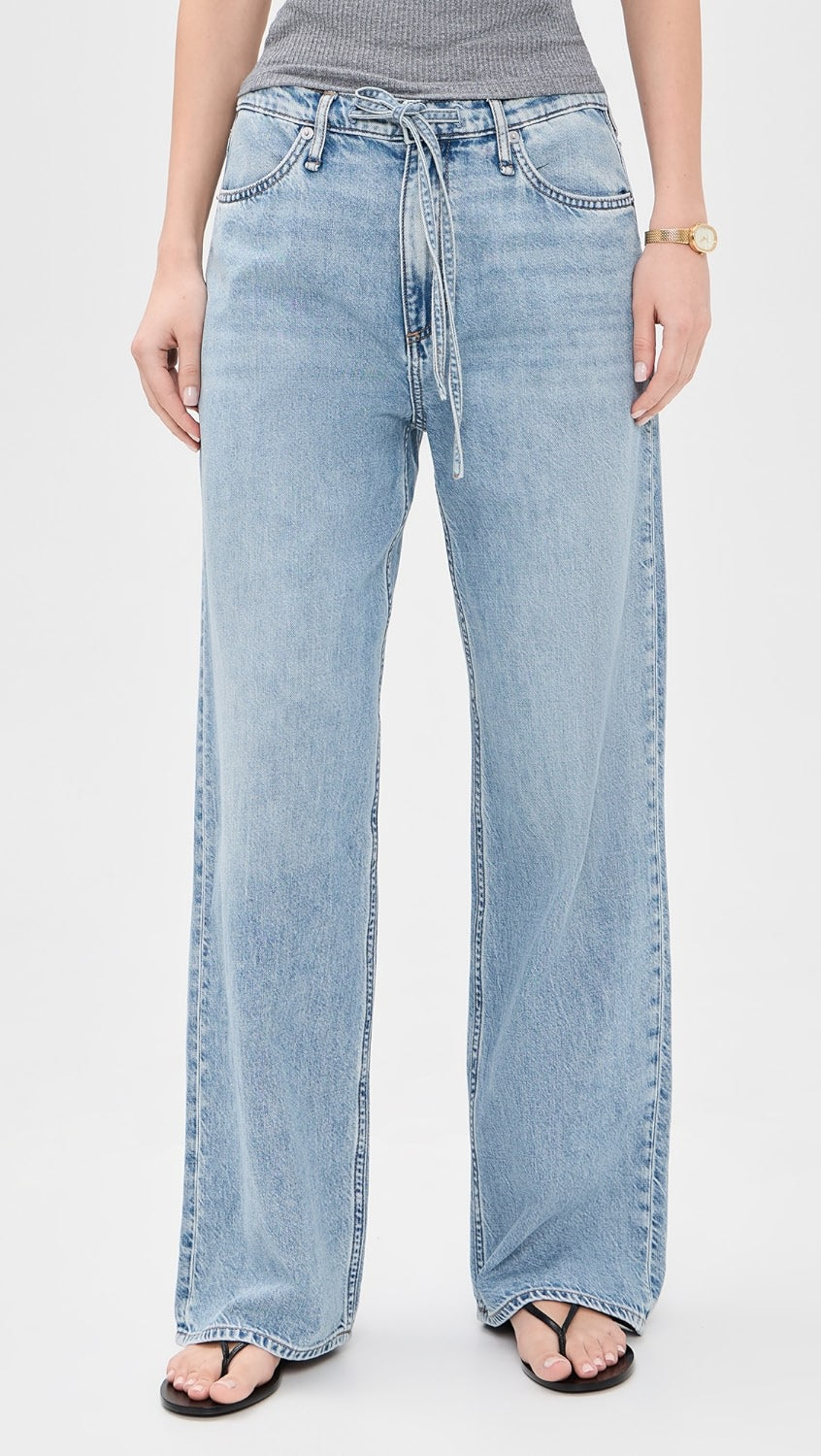 rag & bone Featherweight Phoebe Drawstring Wide Jeans